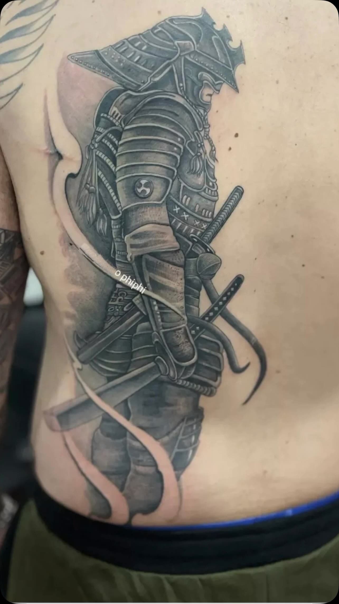 Samurai warrior tattoo on the back